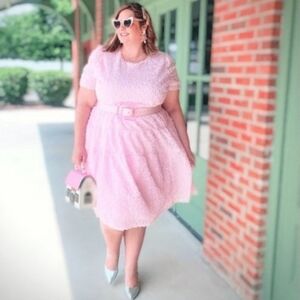 Halogen X Atlantic-Pacific Floret Pink Ballerina Midi Dress Size 3X Blair Eadie